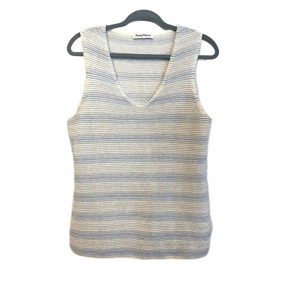 🌴 Tommy Bahama Striped Blue White Knit Tank, Size M - Picture 5 of 11
